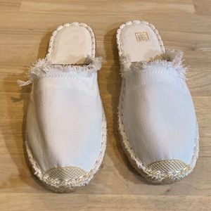 Open Back Slip on White Canvas Shoes